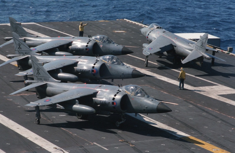 Файл:SeaHarriers 800 Sqn parked on USS Eisenhower (CVN-69) 1984.jpg