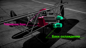 Расположение баков топливной и охлаждающей систем